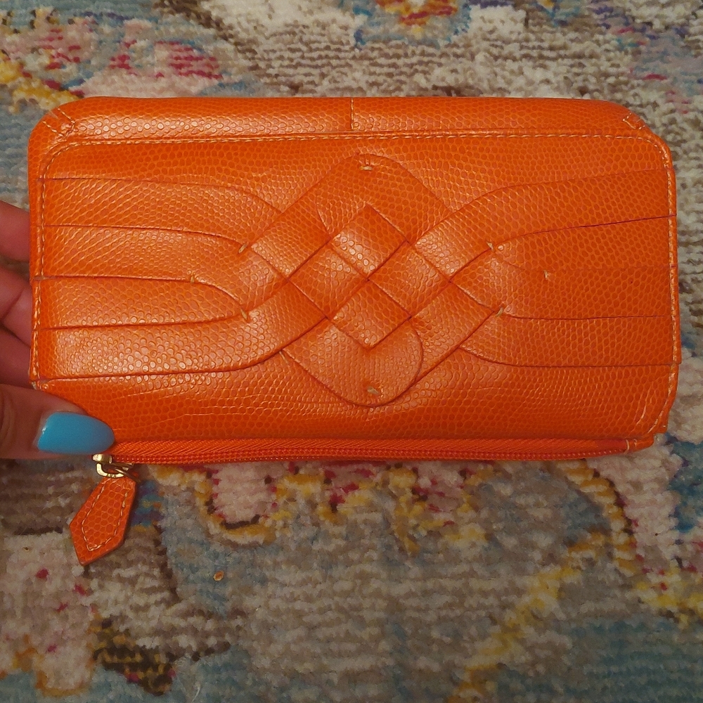 LEATHER ORANGE WALLET BY ROLFS NWOT